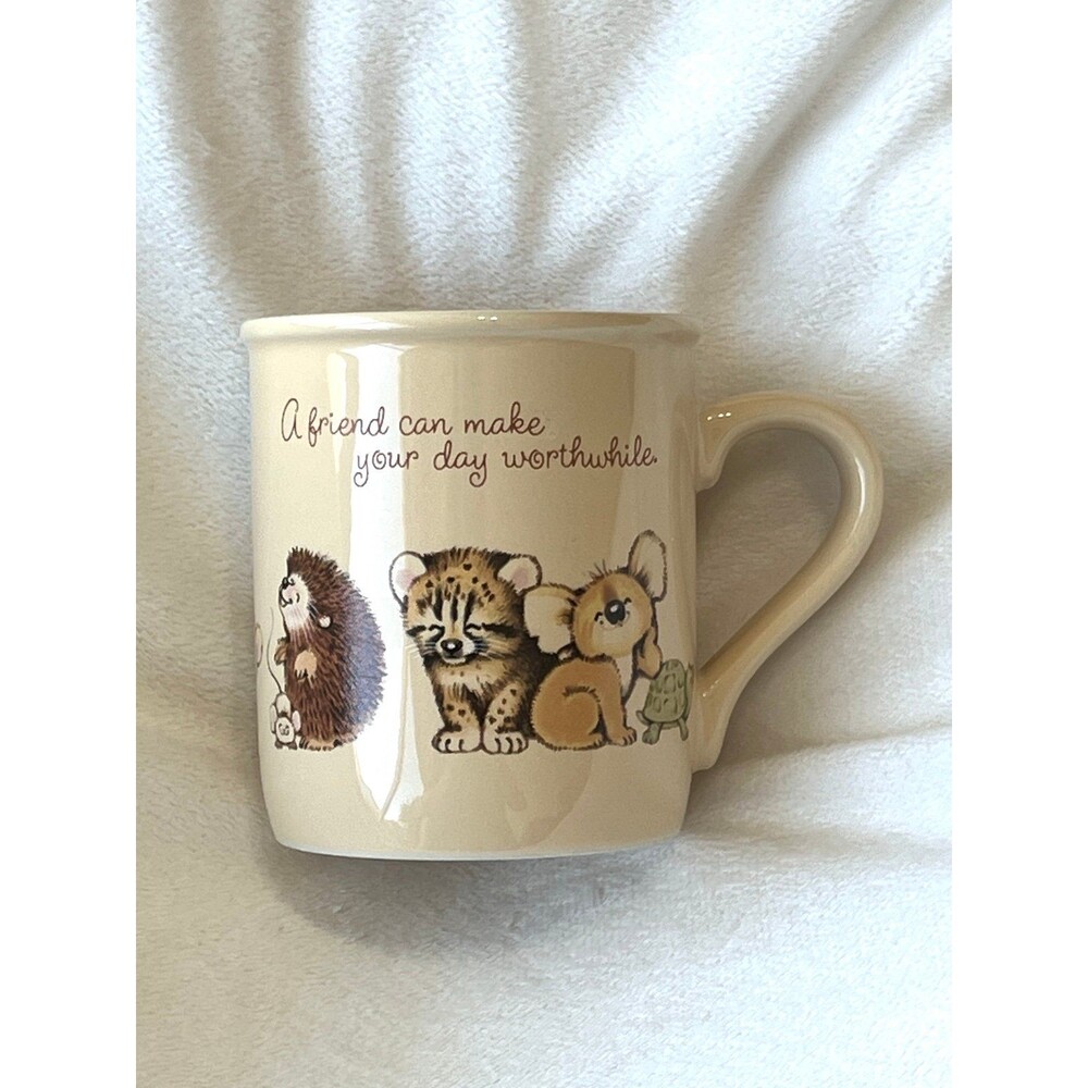 Vintage 1983 Hallmark Mug Mates Friendship Baby Animals Coffee Cup Japan